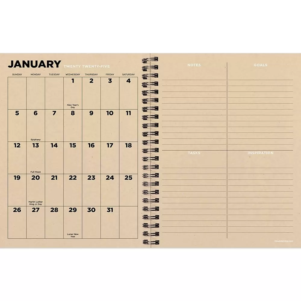 TF Publishing 2025 Planners<2025 Big Wave 6.5" x 8" Weekly & Monthly Planner, Paperboard Cover, Multicolored (25-9200)