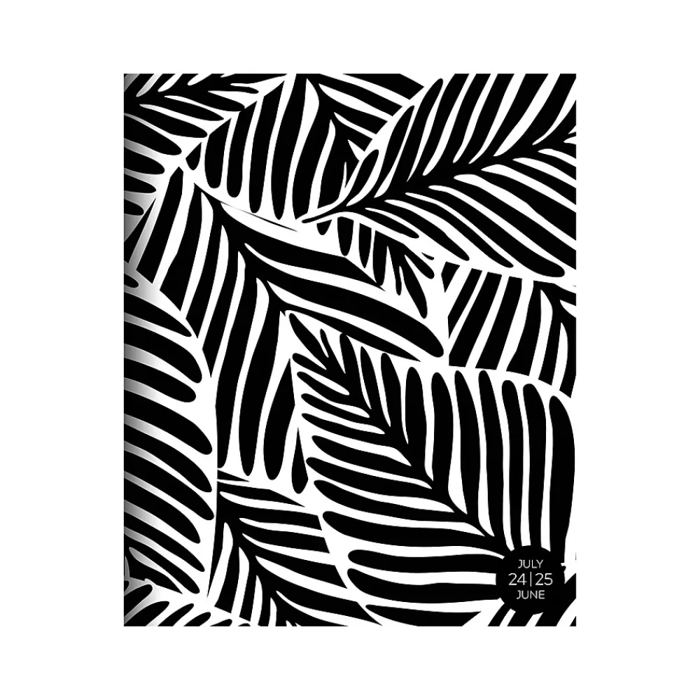 TF Publishing Academic Planners<2024-2025 Black Leaves 9" x 11" Academic Monthly Planner, Paperboard Cover, Black/White (AY25-4500)