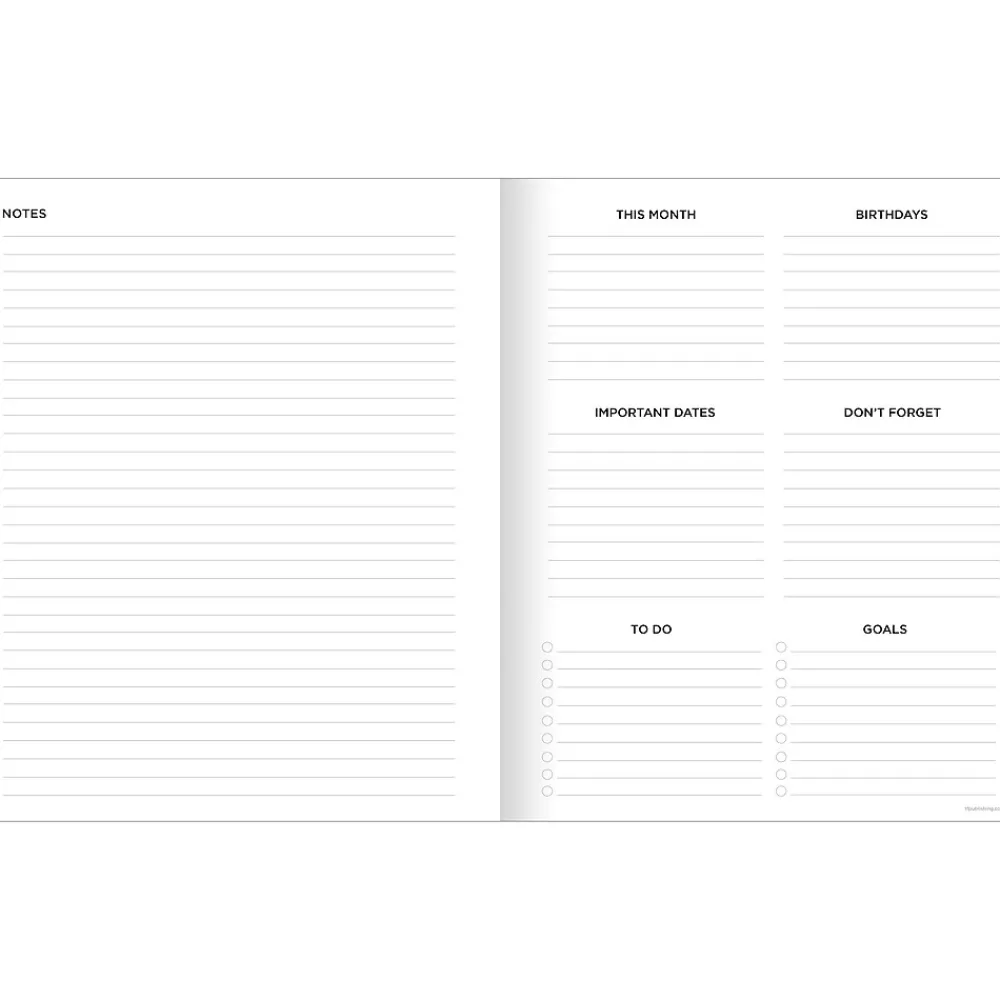 TF Publishing Academic Planners<2024-2025 Black Leaves 9" x 11" Academic Monthly Planner, Paperboard Cover, Black/White (AY25-4500)