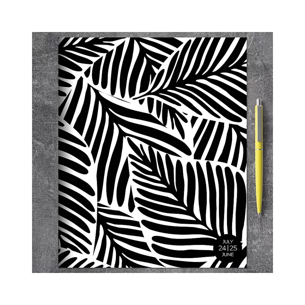 TF Publishing Academic Planners<2024-2025 Black Leaves 9" x 11" Academic Monthly Planner, Paperboard Cover, Black/White (AY25-4500)