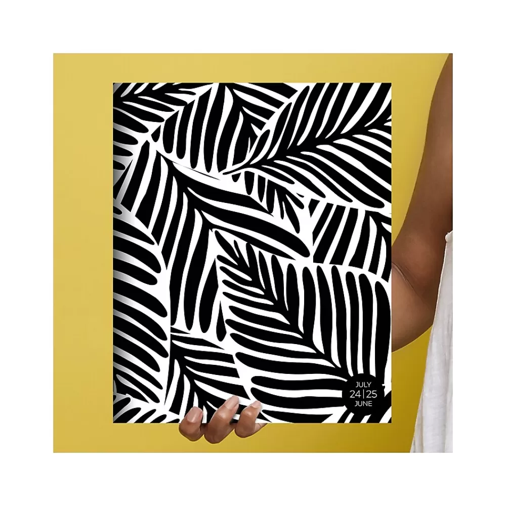 TF Publishing Academic Planners<2024-2025 Black Leaves 9" x 11" Academic Monthly Planner, Paperboard Cover, Black/White (AY25-4500)