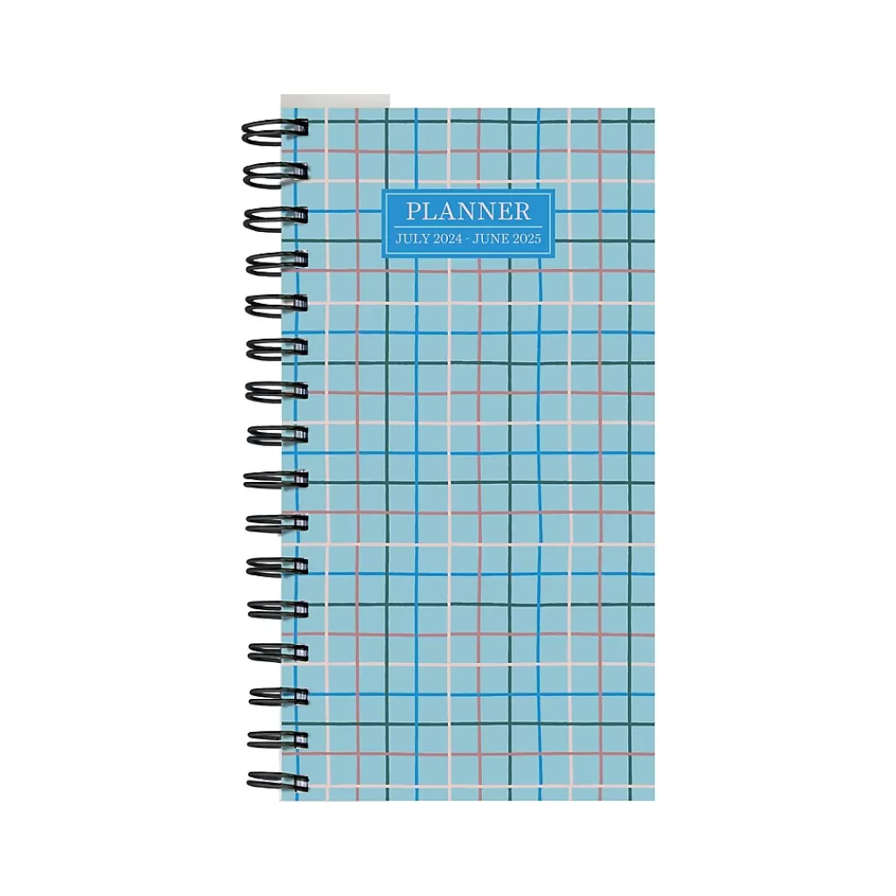 TF Publishing Academic Planners<2024-2025 Blue Plaid 3.5" x 6.5" Academic Weekly & Monthly Planner, Paperboard Cover, Multicolor (AY25-7500)
