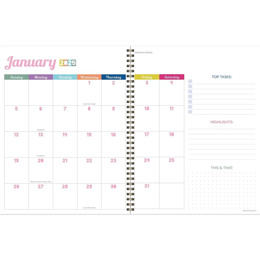 TF Publishing 2025 Planners<2025 Cobalt Dots 9" x 11" Weekly & Monthly Planner, Paperboard Cover, Multicolored (25-9712)