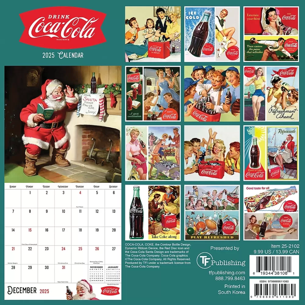 TF Publishing 2025 Calendars<2025 Coca-Cola 7" x 7" Monthly Wall Calendar (25-2102)