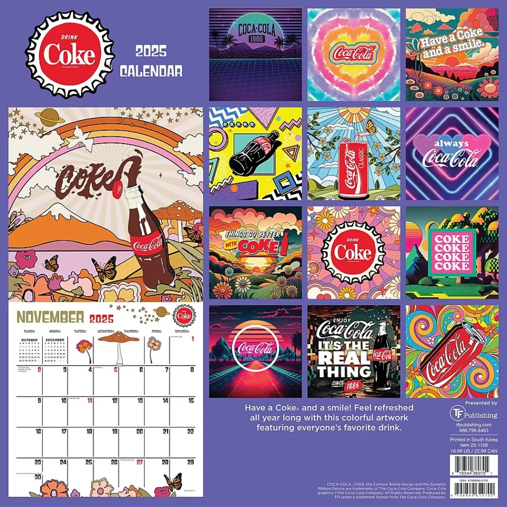 TF Publishing 2025 Calendars<2025 Coca-Cola: Retro & Refreshed! 12" x 12" Monthly Wall Calendar (25-1106)