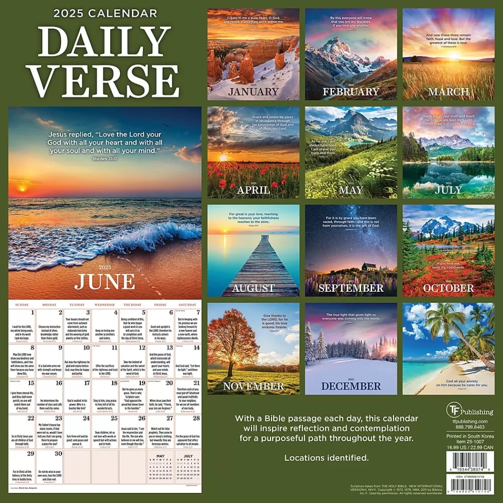 TF Publishing 2025 Calendars<2025 Daily Verse 12" x 12" Monthly Wall Calendar (25-1007)