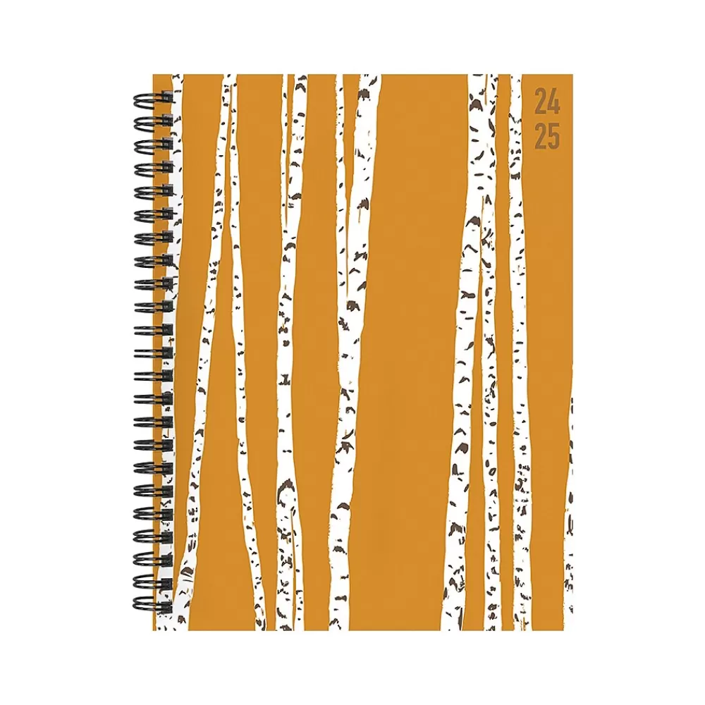 TF Publishing Academic Planners<2024-2025 Elements Series Aspen Trees 6" x 8" Academic Weekly & Monthly Planner, Paperboard Cover, Yellow/White
