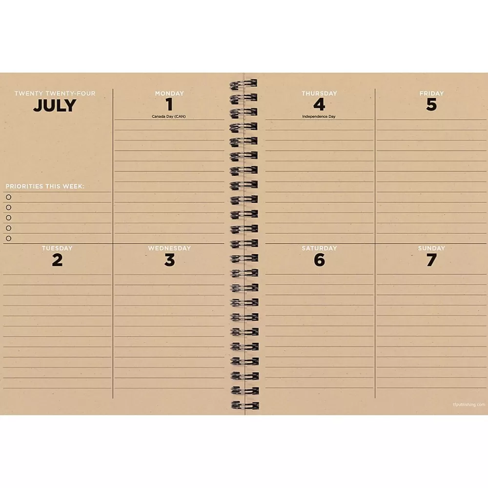 TF Publishing Academic Planners<2024-2025 Elements Series Aspen Trees 6" x 8" Academic Weekly & Monthly Planner, Paperboard Cover, Yellow/White