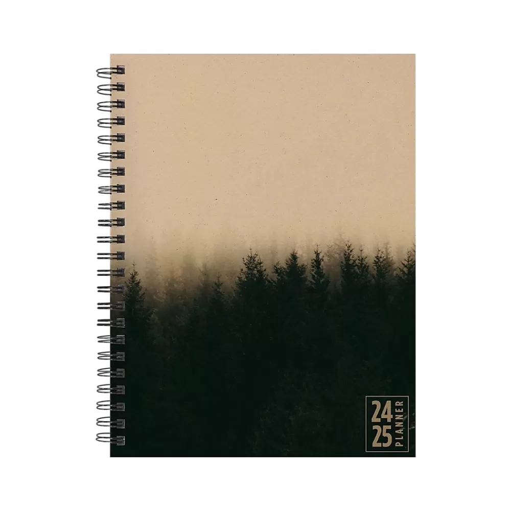 TF Publishing Academic Planners<2024-2025 Elements Series Ombre Woods 6" x 8" Academic Weekly & Monthly Planner, Paperboard Cover, Kraft/Black