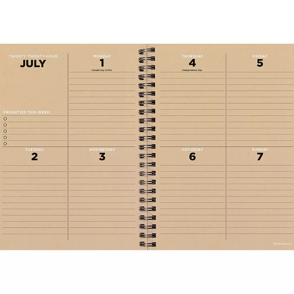TF Publishing Academic Planners<2024-2025 Elements Series Ombre Woods 6" x 8" Academic Weekly & Monthly Planner, Paperboard Cover, Kraft/Black