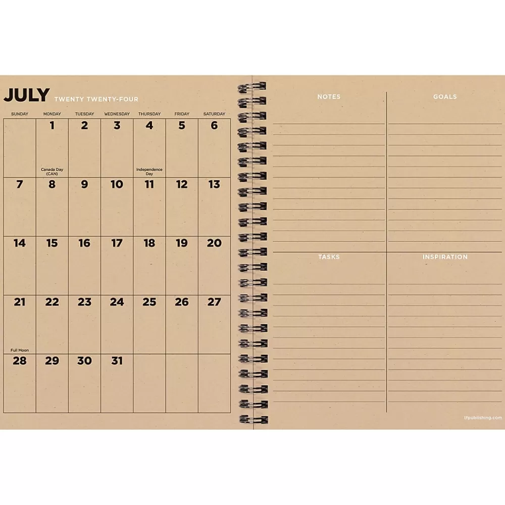 TF Publishing Academic Planners<2024-2025 Elements Series Ombre Woods 6" x 8" Academic Weekly & Monthly Planner, Paperboard Cover, Kraft/Black
