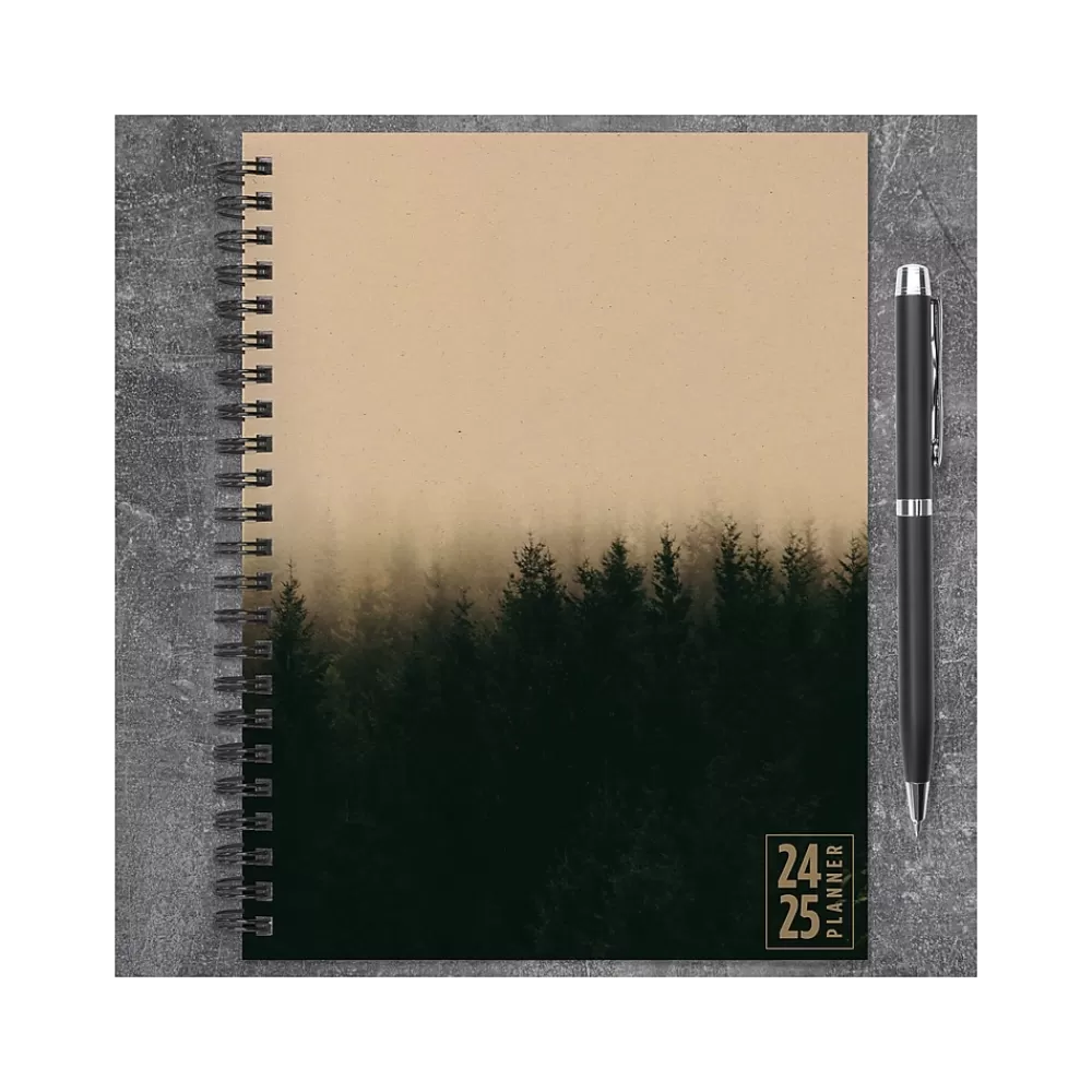 TF Publishing Academic Planners<2024-2025 Elements Series Ombre Woods 6" x 8" Academic Weekly & Monthly Planner, Paperboard Cover, Kraft/Black