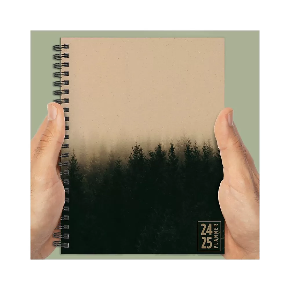 TF Publishing Academic Planners<2024-2025 Elements Series Ombre Woods 6" x 8" Academic Weekly & Monthly Planner, Paperboard Cover, Kraft/Black