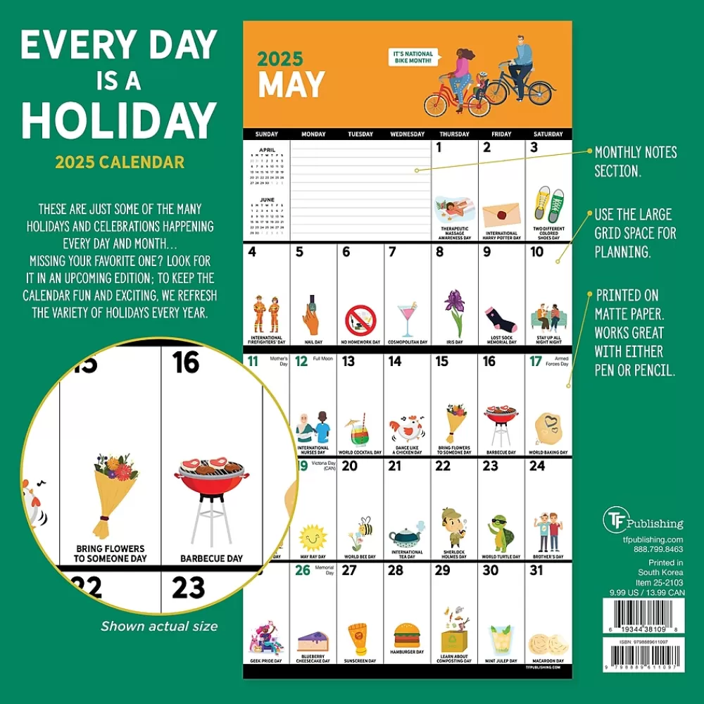 TF Publishing 2025 Calendars<2025 Every Day's A Holiday 7" x 7" Monthly Wall Calendar (25-2103)