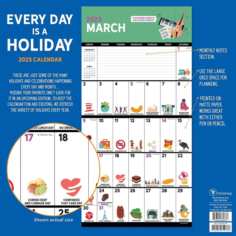 TF Publishing 2025 Calendars<2025 Every Day's A Holiday Wall 12" x 12" Monthly Wall Calendar (25-1108)