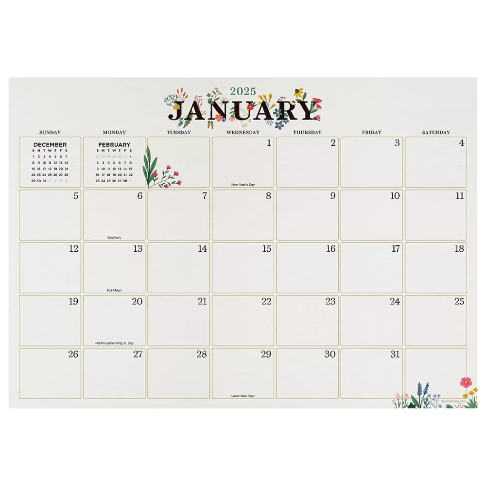 TF Publishing 2025 Calendars<2025 Floral 12" x 17" Monthly Desk Pad Calendar (25-8502)