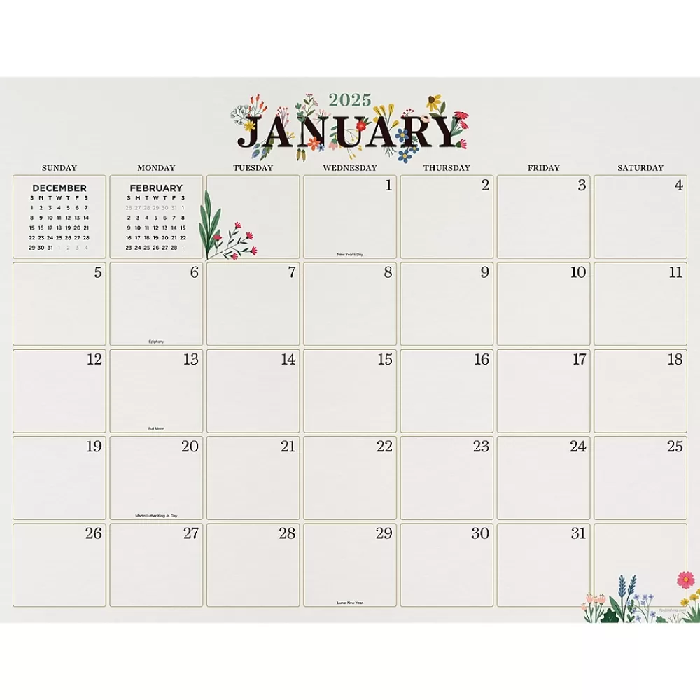 TF Publishing 2025 Calendars<2025 Floral 17" x 22" Monthly Desk Pad Calendar (25-8202)