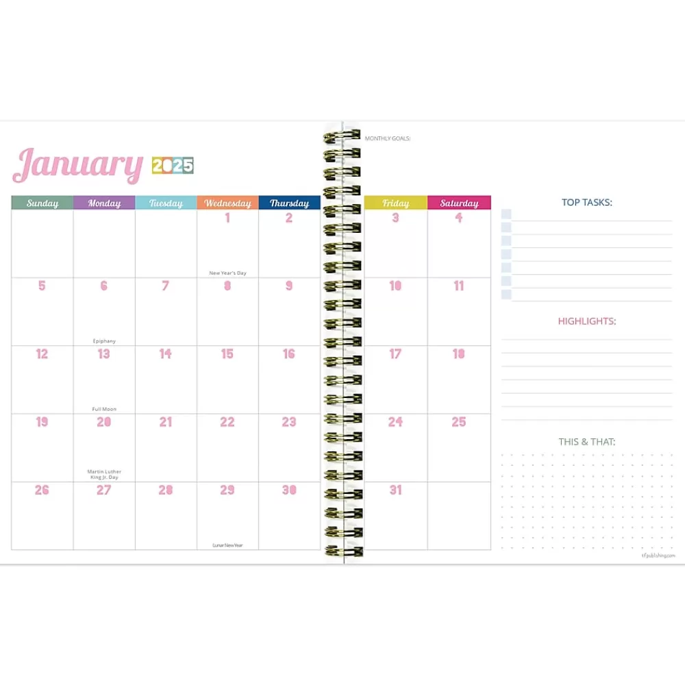 TF Publishing 2025 Planners<2025 Happy Hibiscus 6.5" x 8" Weekly & Monthly Planner, Paperboard Cover, Multicolor (25-9212)