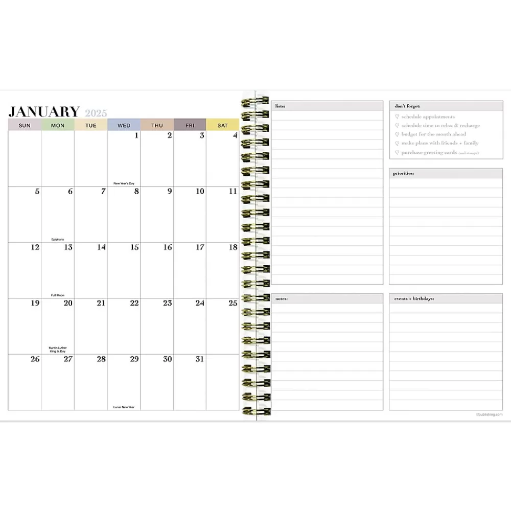 TF Publishing 2025 Planners<2025 Lotus 6.5" x 8" Weekly & Monthly Planner, Paperboard Cover, Multicolor (25-9210)
