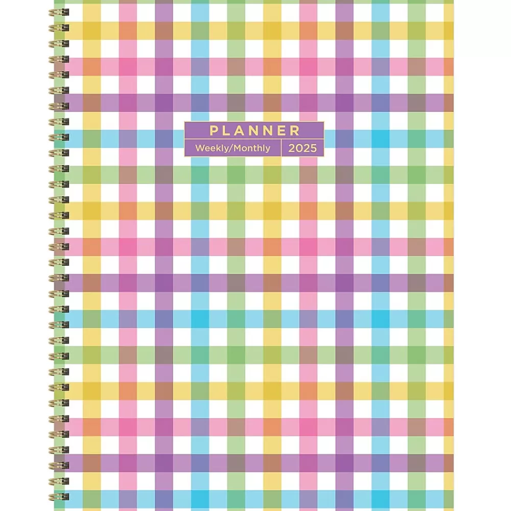 TF Publishing 2025 Planners<2025 Madras Plaid 9" x 11" Weekly & Monthly Planner, Paperboard Cover, Multicolored (25-9714)