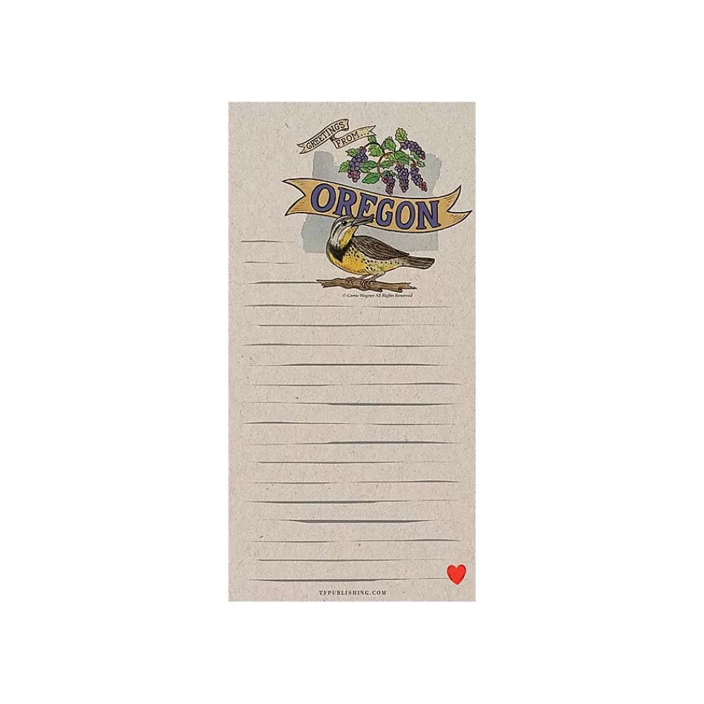 TF Publishing Notepads<Oregon Memo Magnet Pad, 4" x 8", Line Ruled, Kraft, 52 Sheets/Pad, 1 Pad/Pack (99-OREGMP)