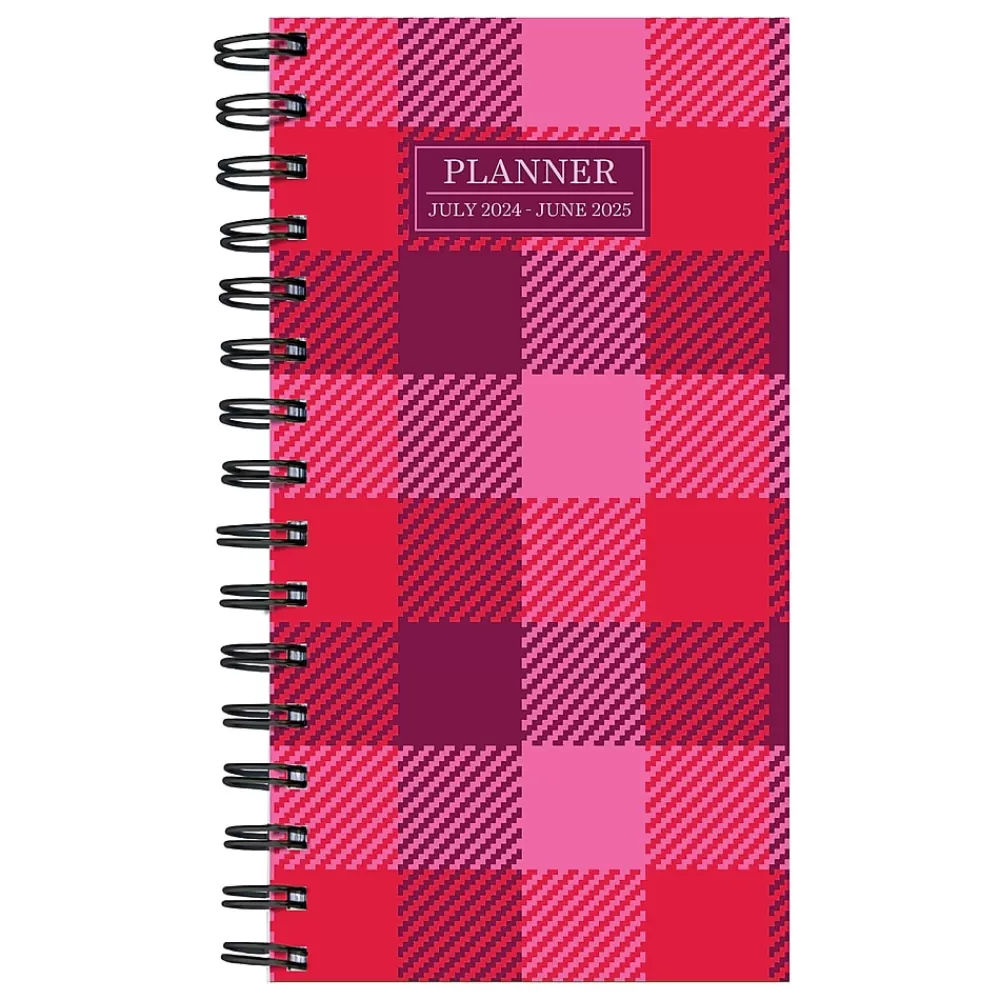 TF Publishing 2025 Planners<2025 Pink Plaid 3.5" x 6.5" Weekly & Monthly Planner, Paperboard Cover, Multicolored (25-7506)