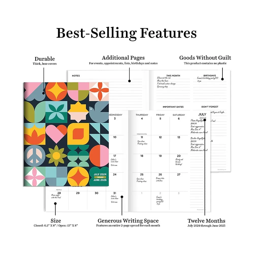 TF Publishing Academic Planners<2024-2025 Scandinavian Symbols 6.5" x 8" Academic Monthly Planner, Paperboard Cover, Multicolor (AY25-4212)