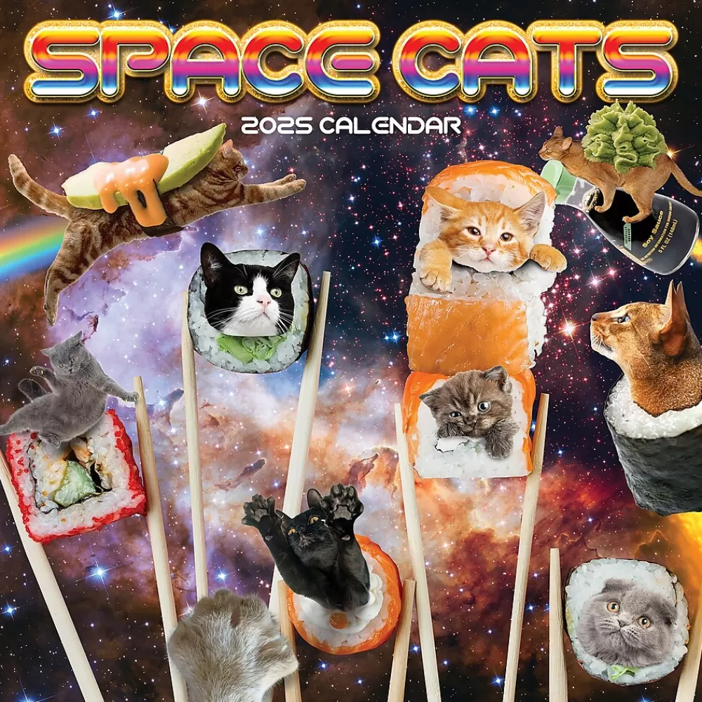 TF Publishing 2025 Calendars<2025 Space Cats 7" x 7" Monthly Wall Calendar (25-2009)