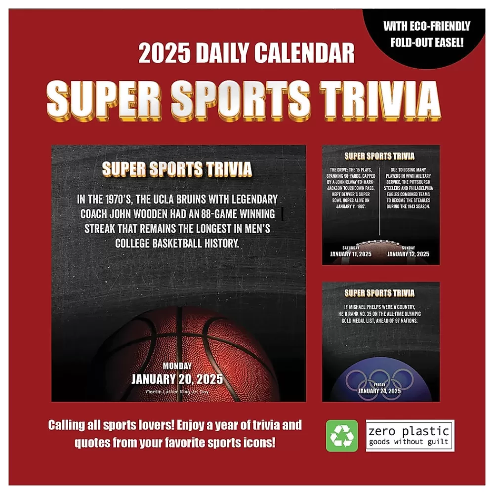 TF Publishing 2025 Calendars<2025 Sports Facts & Trivia 5.25" x 5.25" Day-to-Day Calendar (25-3022)