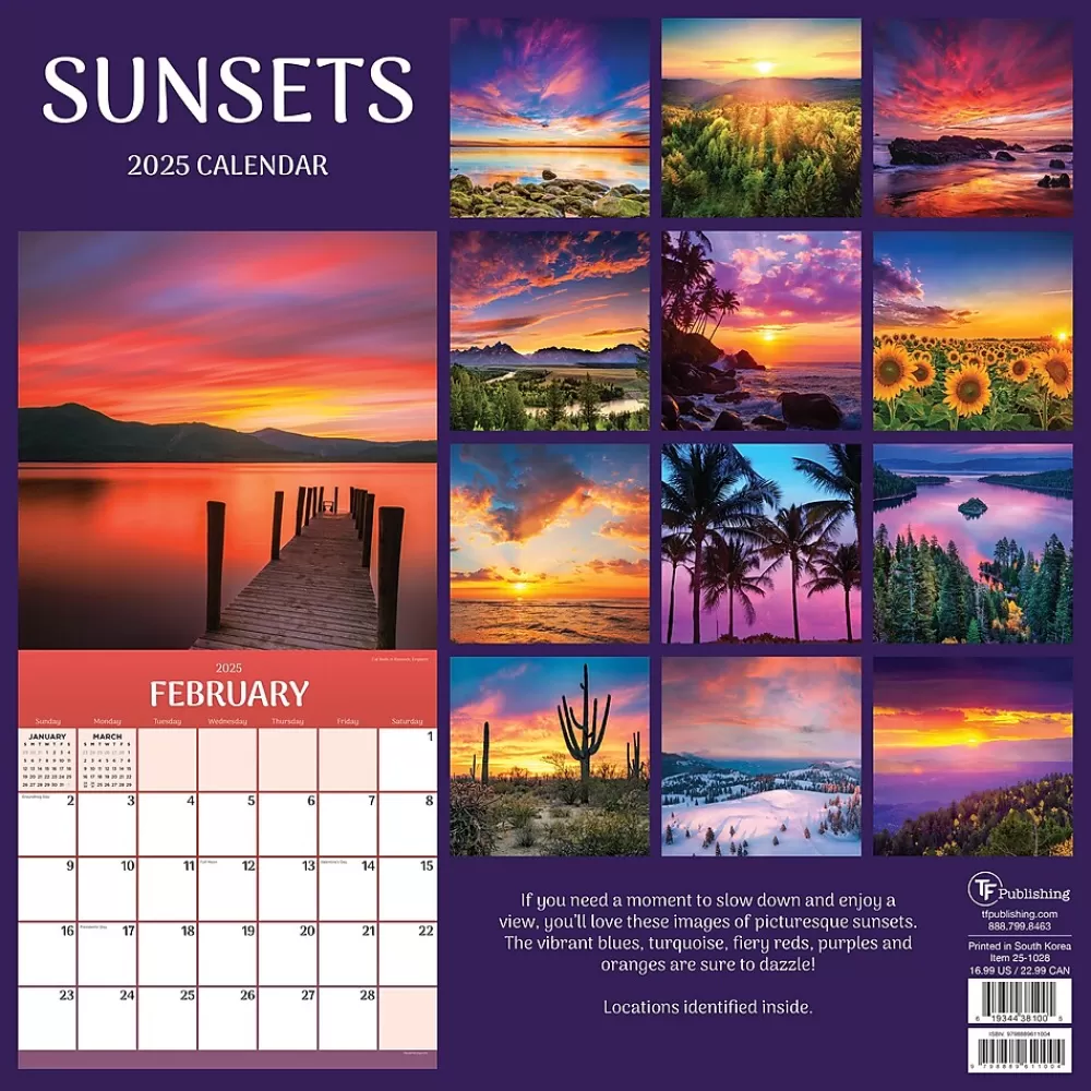 TF Publishing 2025 Calendars<2025 Sunsets 12" x 12" Monthly Wall Calendar (25-1028)