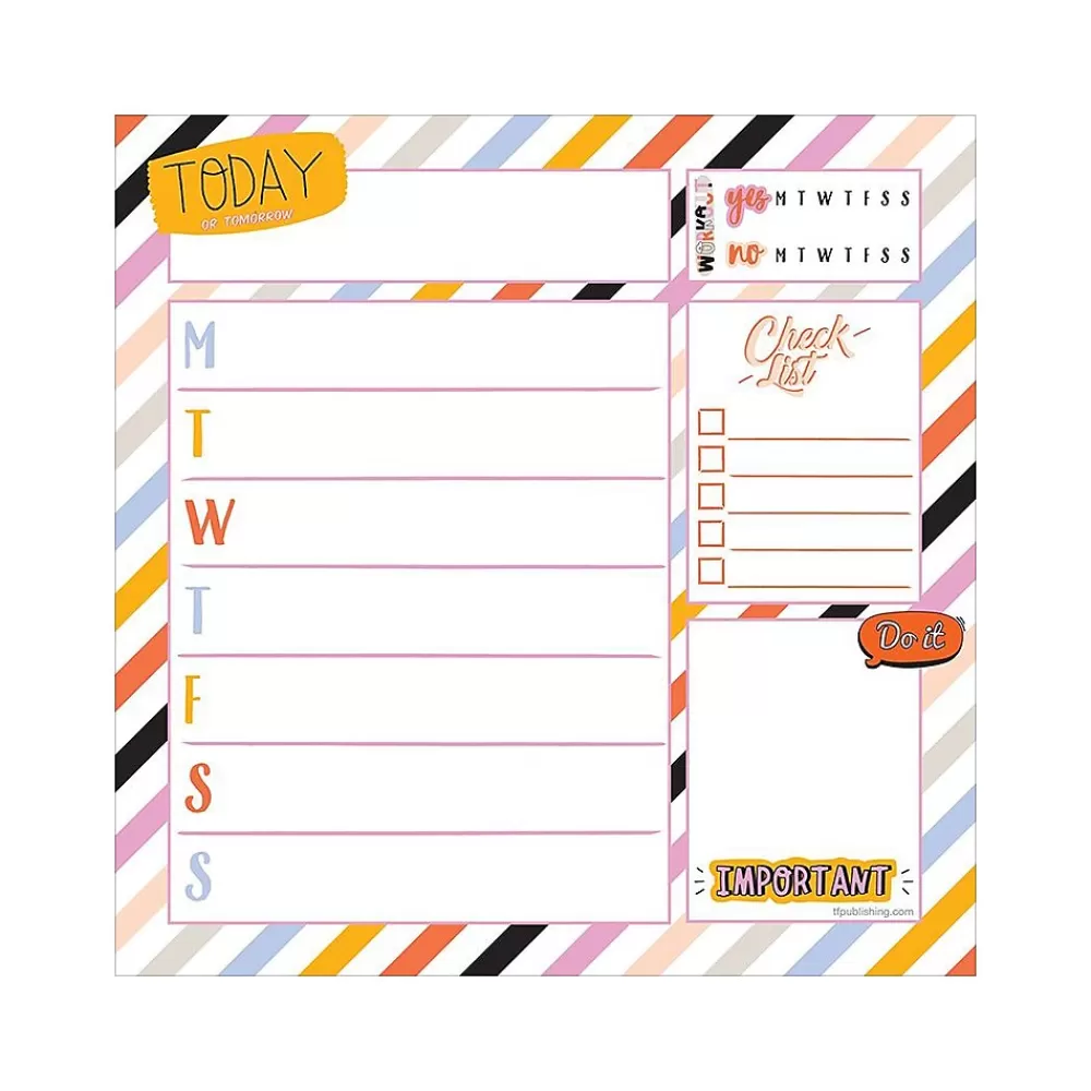 TF Publishing Notepads<Super Stripe Memo Desk Pad, 7.75" x 7.75", Multicolor, 26 Sheets/Pad (99-5942)
