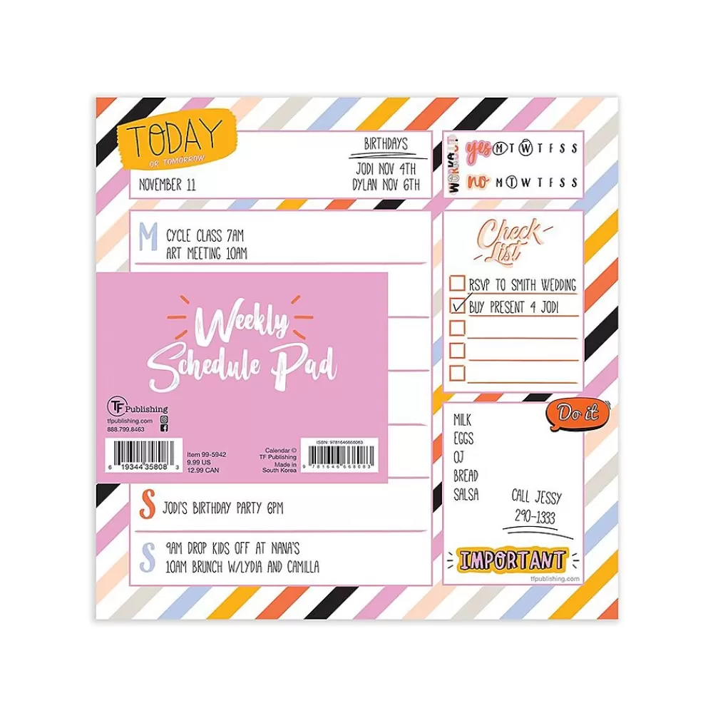 TF Publishing Notepads<Super Stripe Memo Desk Pad, 7.75" x 7.75", Multicolor, 26 Sheets/Pad (99-5942)