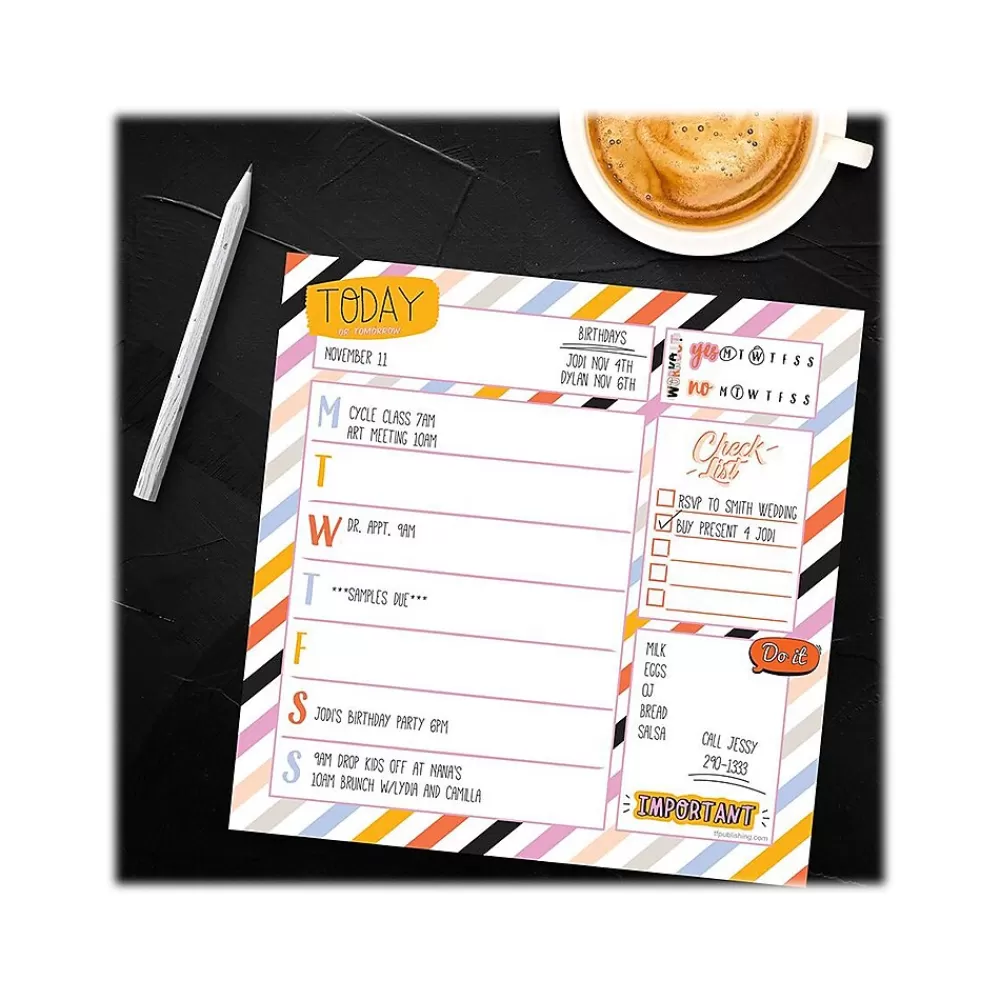 TF Publishing Notepads<Super Stripe Memo Desk Pad, 7.75" x 7.75", Multicolor, 26 Sheets/Pad (99-5942)