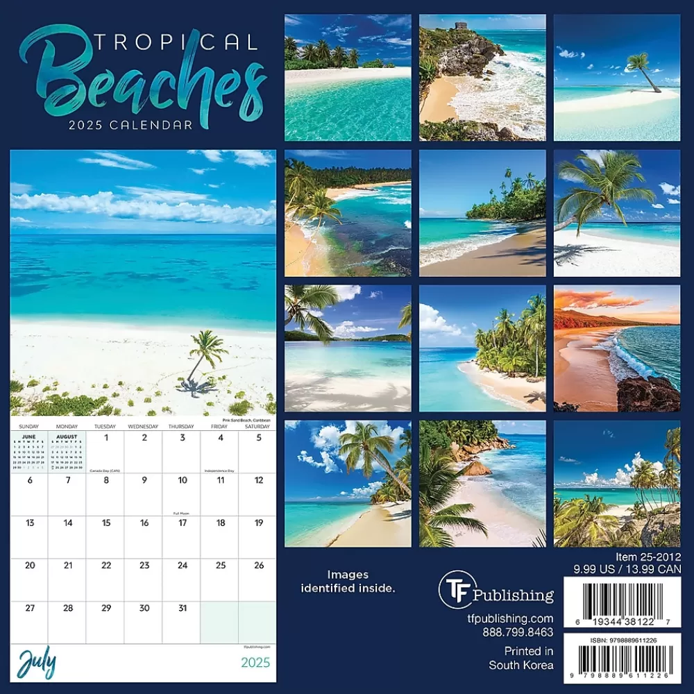 TF Publishing 2025 Calendars<2025 Tropical Beaches 7" x 7" Monthly Wall Calendar (25-2012)