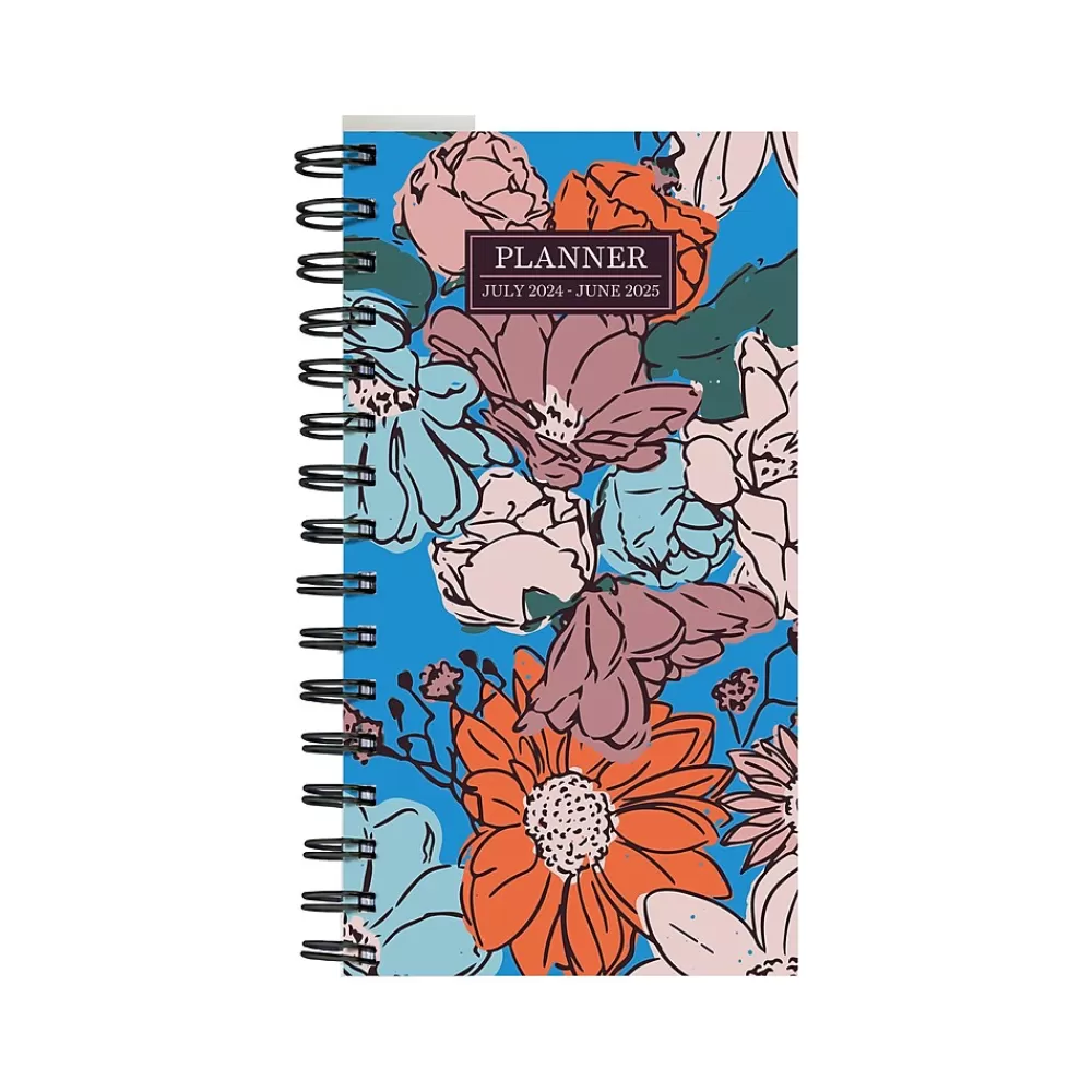 TF Publishing Academic Planners<2024-2025 True Blue Flowers 3.5" x 6.5" Academic Weekly & Monthly Planner, Paperboard Cover, Multicolor
