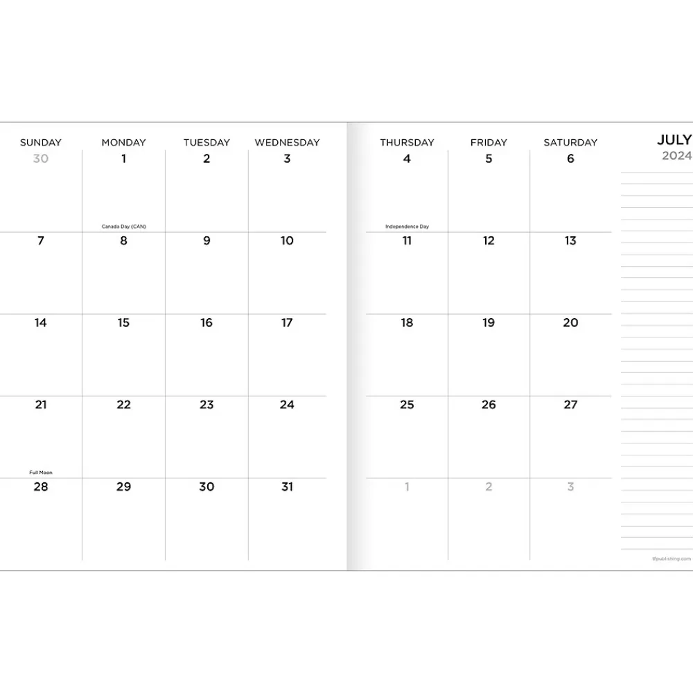 TF Publishing Academic Planners<2024-2025 Walnut Wood 6.5" x 8" Academic Monthly Planner, Paperboard Cover, Brown (AY25-4216)