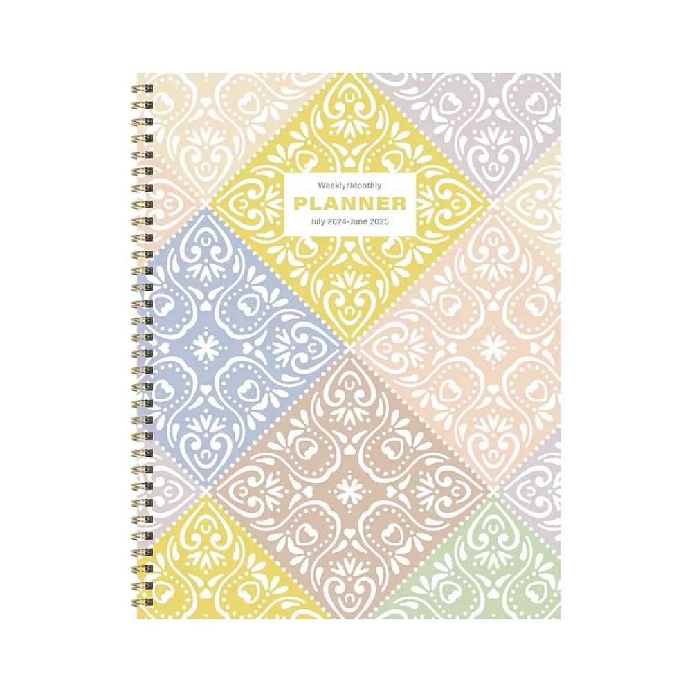 TF Publishing Academic Planners<2024-2025 White Lotus Series Byzantine Tile 8.5" x 11" Academic Weekly & Monthly Planner, Paperboard Cover