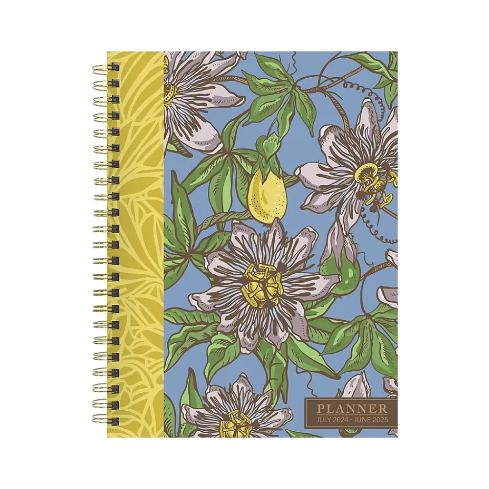 TF Publishing Academic Planners<2024-2025 White Lotus Series Coastal Flowers 6" x 8" Academic Weekly & Monthly Planner, Paperboard Cover
