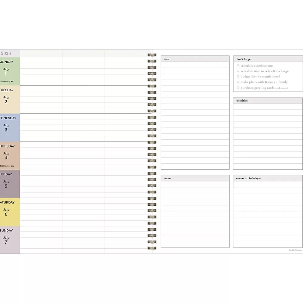 TF Publishing Academic Planners<2024-2025 White Lotus Series Positano Palms 8.5" x 11" Academic Weekly & Monthly Planner, Paperboard Cover