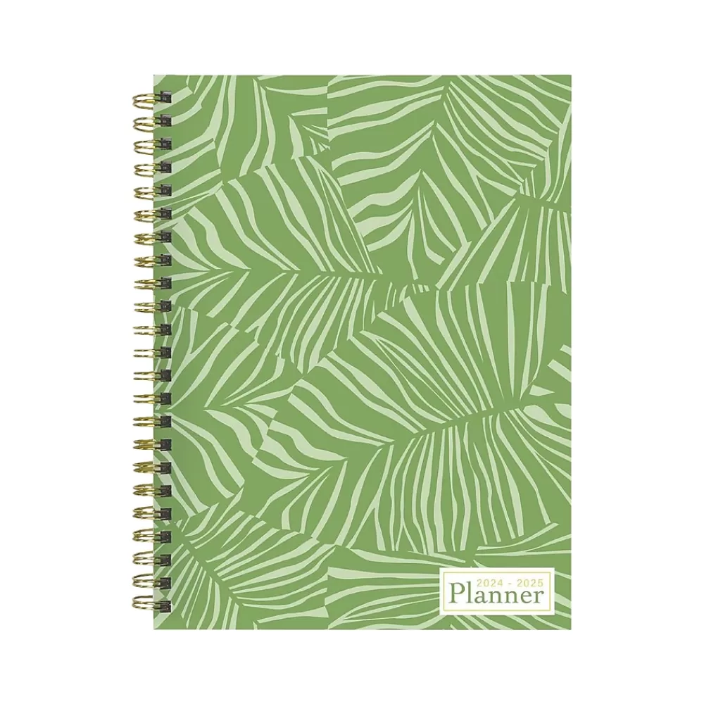 TF Publishing Academic Planners<2024-2025 White Lotus Verde Fronds 6" x 8" Academic Weekly & Monthly Planner, Paperboard Cover (AY25-9210)
