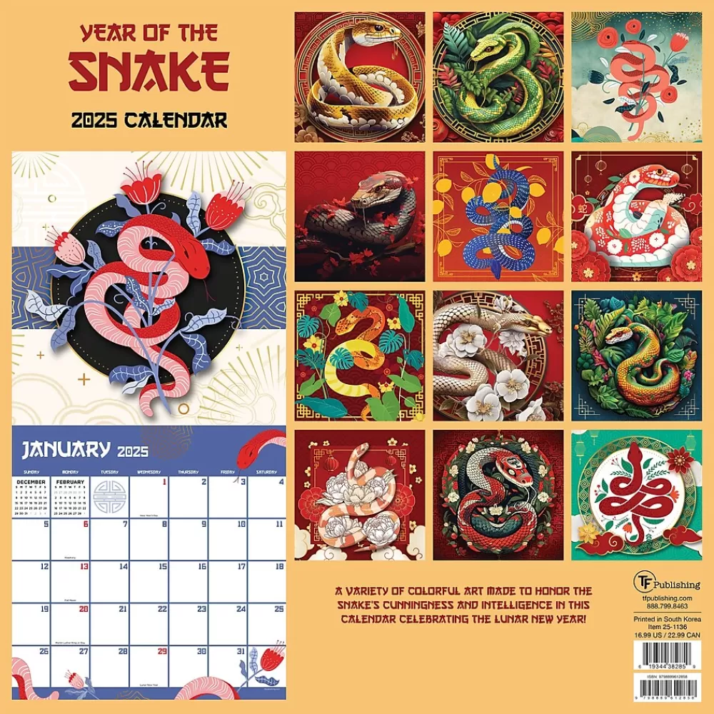 TF Publishing 2025 Calendars<2025 Year of the Snake 12" x 12" Monthly Wall Calendar (25-1136)