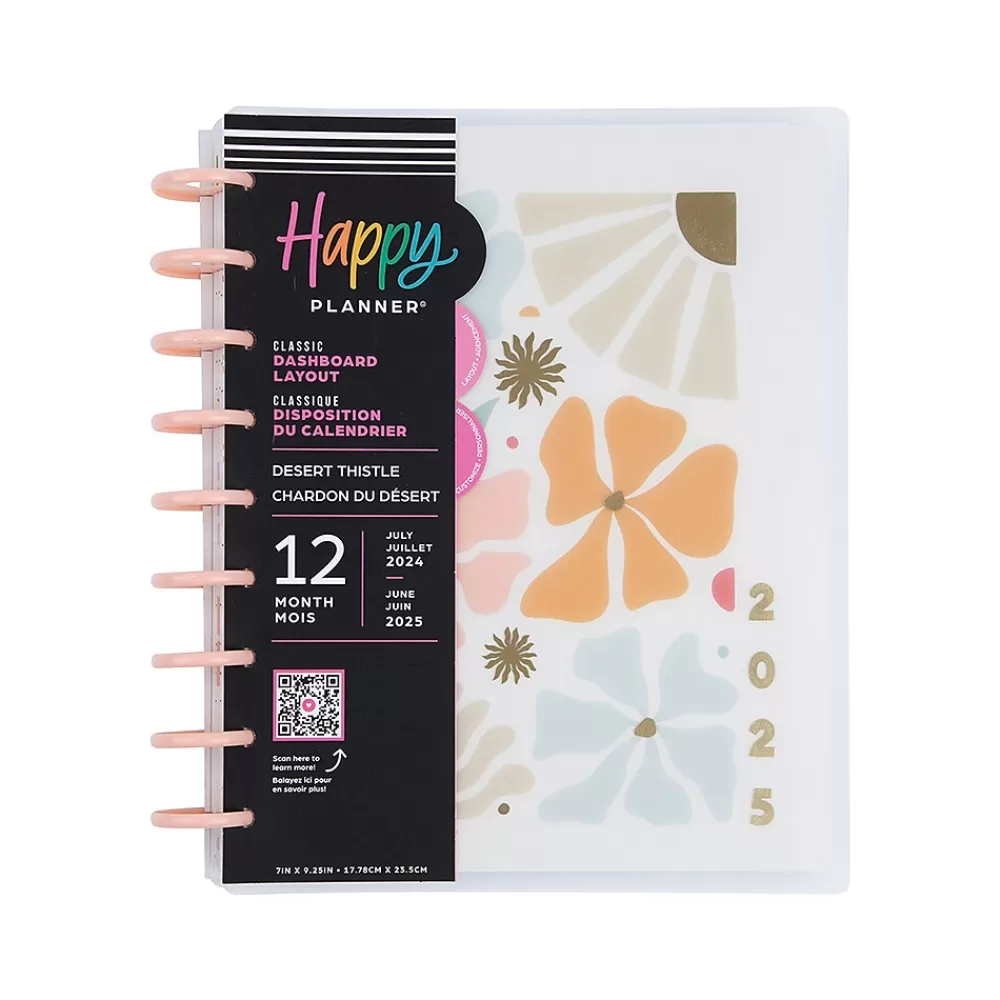 The Happy Planner Academic Planners<2024-2025 Desert Thistle 7" x 9.25" Academic Weekly & Monthly Planner, Plastic Cover, Multicolor