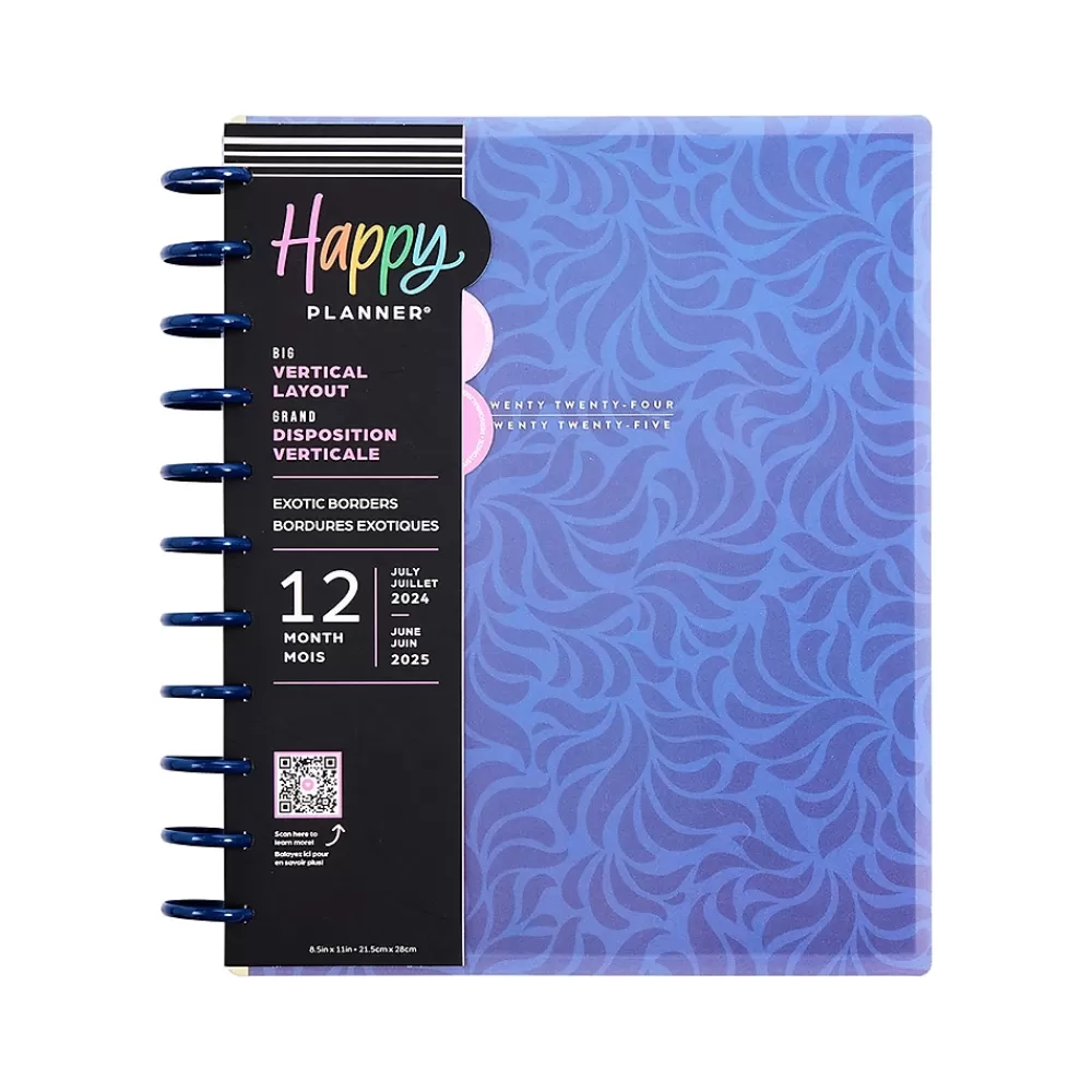 The Happy Planner Academic Planners<2024-2025 Exotic Borders 8.5" x 11" Academic Weekly & Monthly Planner, Plastic Cover, Blue (PPBD12-167)