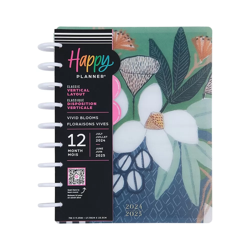 The Happy Planner Academic Planners<2024-2025 Vivid Blooms 7" x 9.25" Academic Weekly & Monthly Planner, Plastic Cover, Multicolor (PPCD12-478)