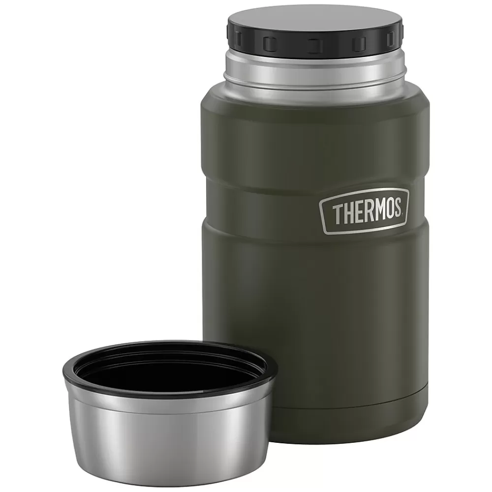 Thermos Lunch Totes & Water Bottles<24-Ounce Stainless King Vacuum-Insulated Food Jar, Army Green (SK3020AGTRI4)
