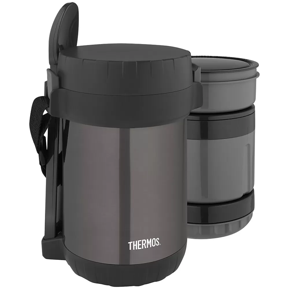 Thermos Lunch Totes & Water Bottles<Vacuum-Insulated All-in-1 Meal Carrier, Stainless Steel (JBG1800SM4)