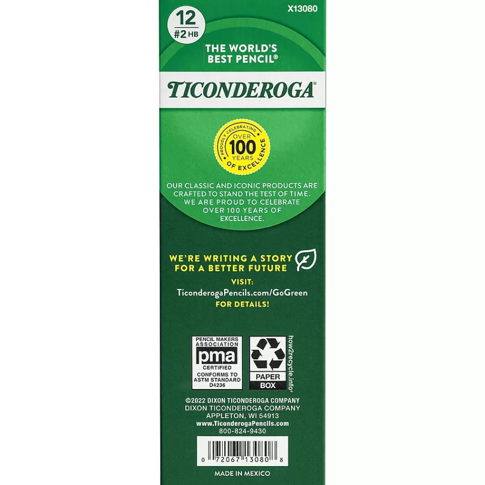 Ticonderoga Pencils<Beginners Wooden Pencil, 2.2mm, #2 Soft Lead, Dozen (13080)