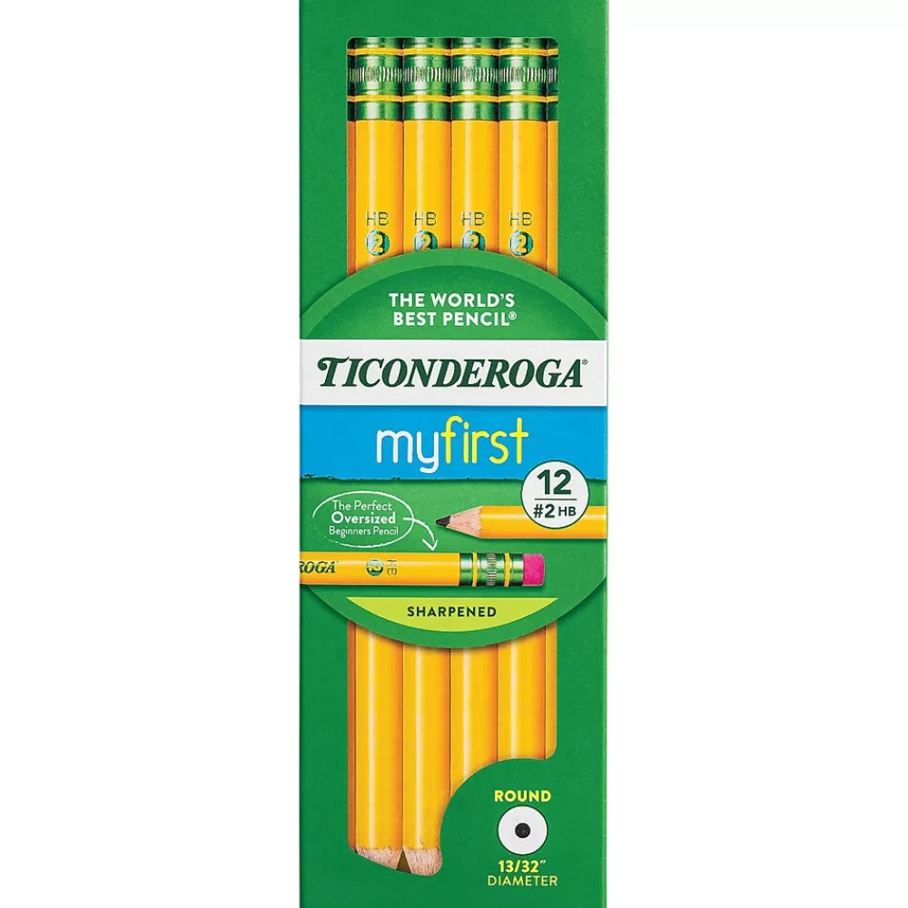 Ticonderoga Pencils<My First Pre-Sharpened Wooden Pencil, 0.7mm, #2 Medium Lead, Dozen (X33312X)