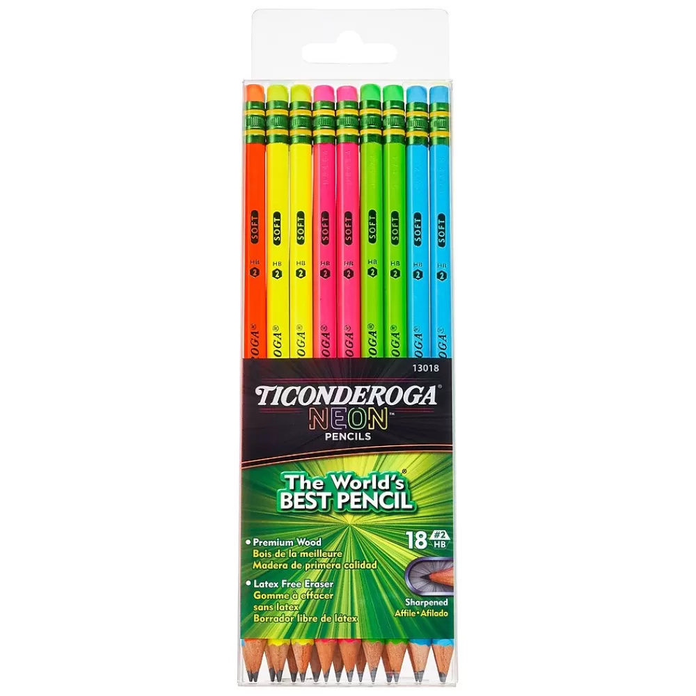 Ticonderoga Pencils<Neon Wooden Pencil, #2 Medium Lead, 18/Pack (13218)