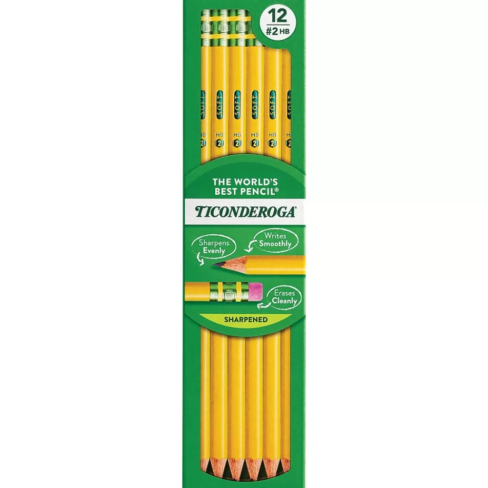 Ticonderoga Pencils<Pre-Sharpened Wooden Pencil, 2.2mm, #2 Soft Lead, Dozen (X13806X)